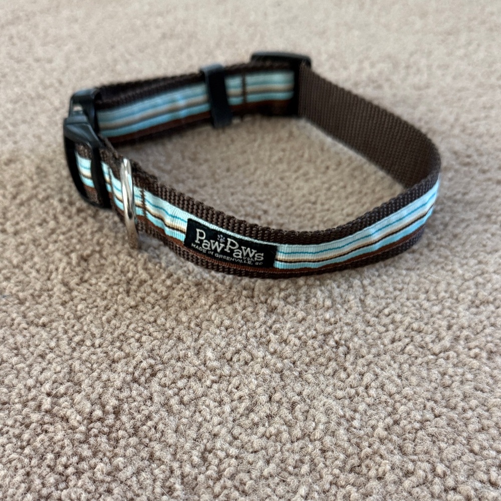 Brown & Light Blue Striped Small Dog Collar